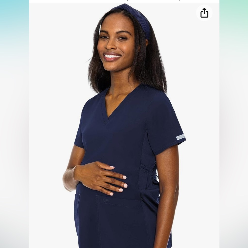 NWT med couture maternity scrub top navy